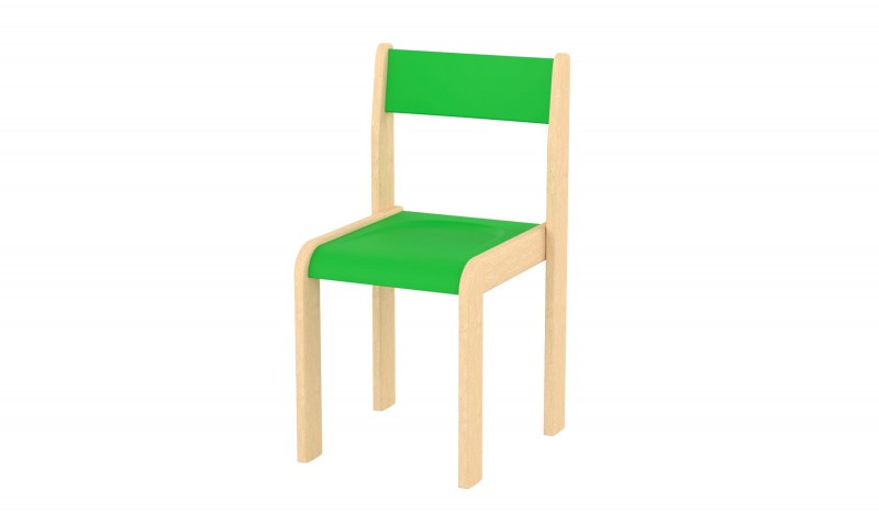 Lili szék, ovis méret, 34 cm magas, zöld támlával és ülőkével, rakásolható