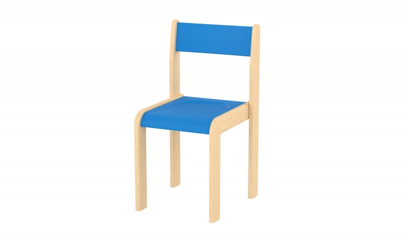 Lili szék, ovis méret, 30 cm magas, kék támlával és ülőkével, rakásolható