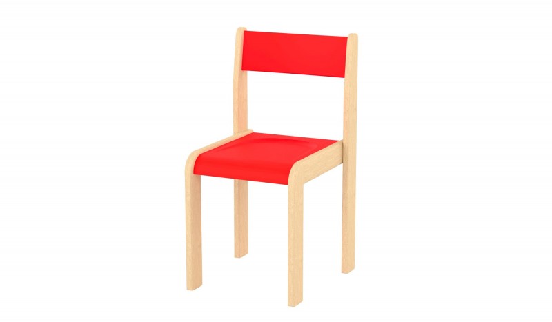 Lili szék, ovis méret, 30 cm magas, piros támlával és ülőkével, rakásolható