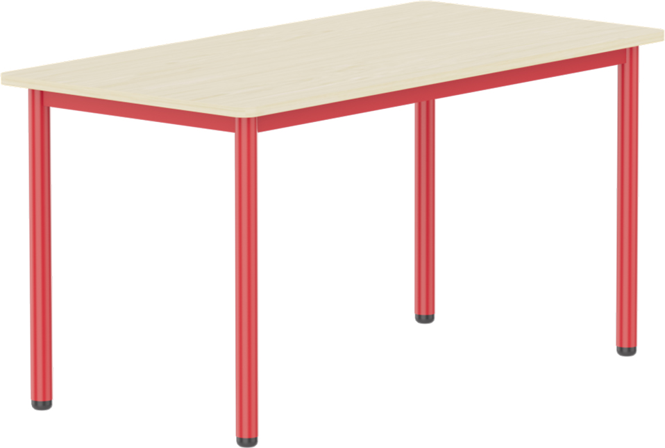 Emese juhar téglalap asztal - piros fém lábbal, 58 cm